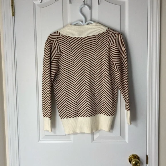 Brown and Cream Chevron Cardigan - Picture 2 of 9
